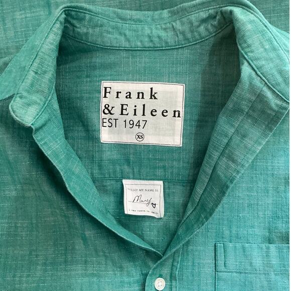 Frank & Eileen Mary Classic Shirtdress in Green 100% Cotton Size XS Mini Length - Picture 7 of 10